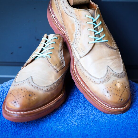Allen Edmonds 8.5-D Shannon Drive Burnished Walnut Wingtip Derby Mens Dress Shoe - Picture 1 of 11